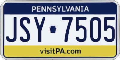 PA license plate JSY7505