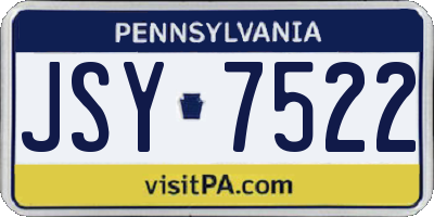 PA license plate JSY7522
