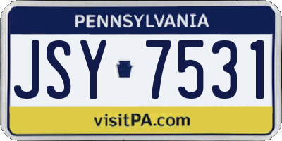 PA license plate JSY7531