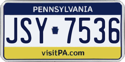 PA license plate JSY7536