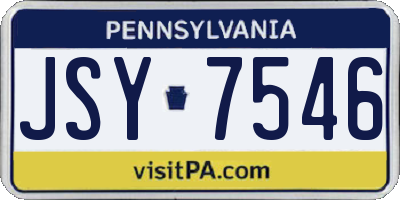 PA license plate JSY7546