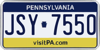 PA license plate JSY7550