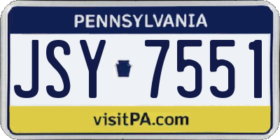 PA license plate JSY7551