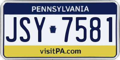 PA license plate JSY7581