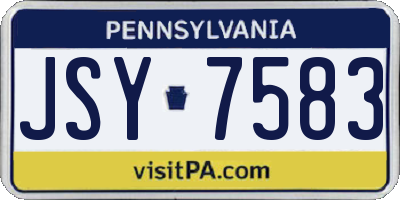PA license plate JSY7583