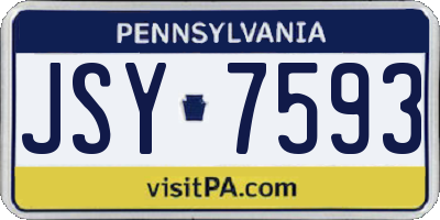 PA license plate JSY7593