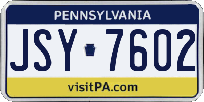 PA license plate JSY7602