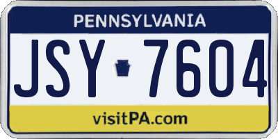 PA license plate JSY7604