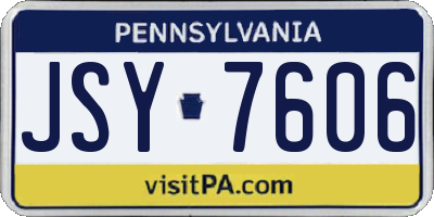 PA license plate JSY7606