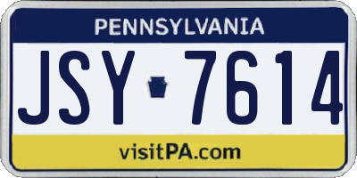 PA license plate JSY7614