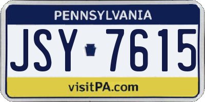 PA license plate JSY7615