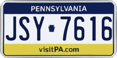 PA license plate JSY7616