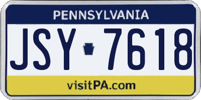 PA license plate JSY7618