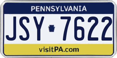 PA license plate JSY7622