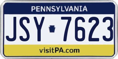 PA license plate JSY7623