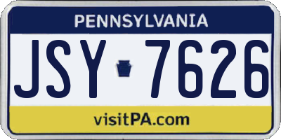 PA license plate JSY7626