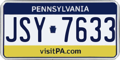PA license plate JSY7633