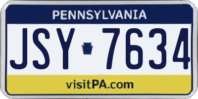 PA license plate JSY7634