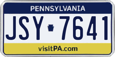 PA license plate JSY7641