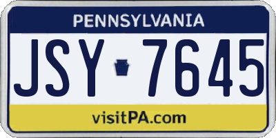 PA license plate JSY7645