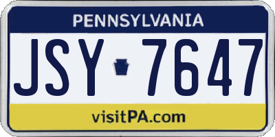 PA license plate JSY7647