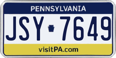 PA license plate JSY7649