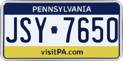 PA license plate JSY7650