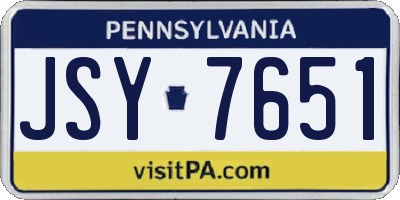 PA license plate JSY7651