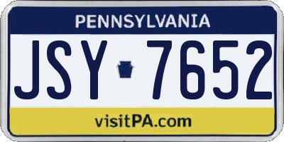 PA license plate JSY7652