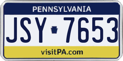 PA license plate JSY7653
