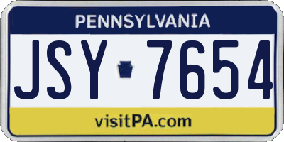 PA license plate JSY7654