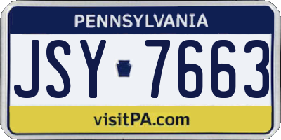 PA license plate JSY7663