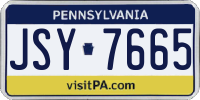 PA license plate JSY7665