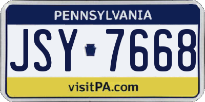 PA license plate JSY7668