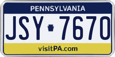 PA license plate JSY7670