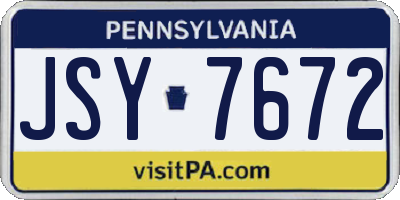 PA license plate JSY7672
