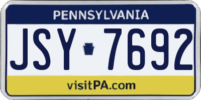 PA license plate JSY7692