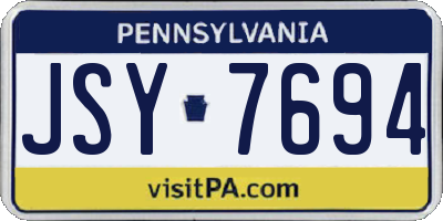 PA license plate JSY7694