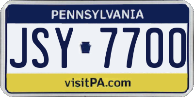 PA license plate JSY7700