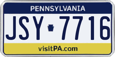 PA license plate JSY7716
