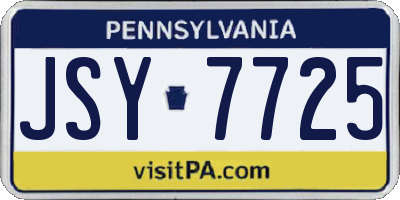 PA license plate JSY7725