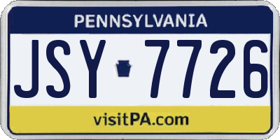 PA license plate JSY7726