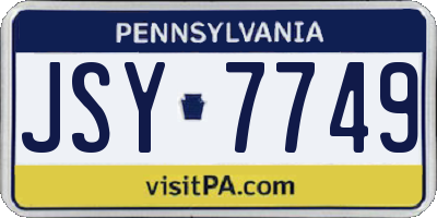 PA license plate JSY7749