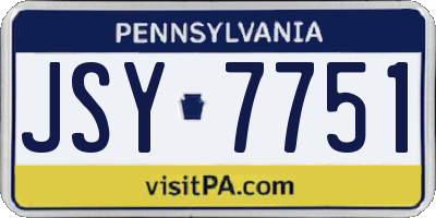 PA license plate JSY7751