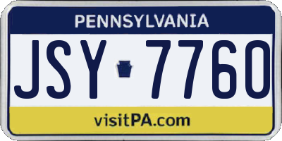 PA license plate JSY7760