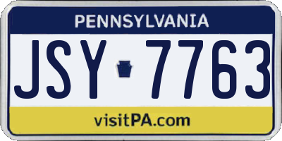 PA license plate JSY7763