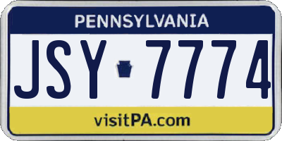 PA license plate JSY7774