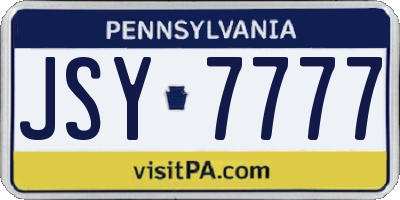 PA license plate JSY7777