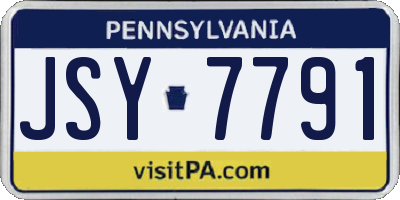 PA license plate JSY7791