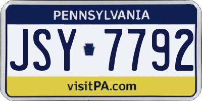 PA license plate JSY7792